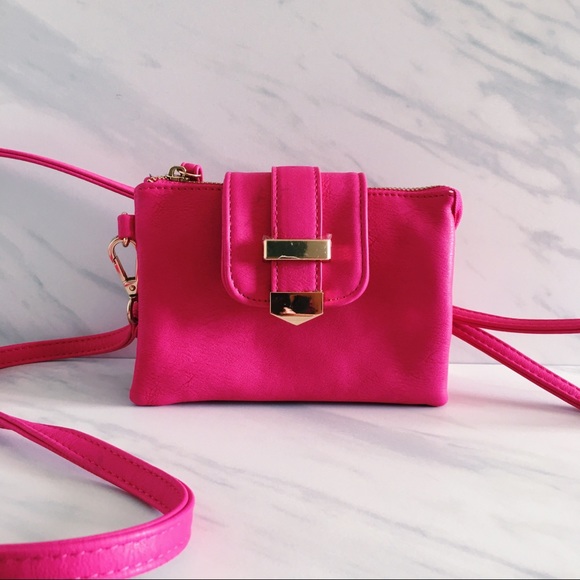 Charming Charlie Handbags - Charming Charlie Hot Pink Crossbody Wallet